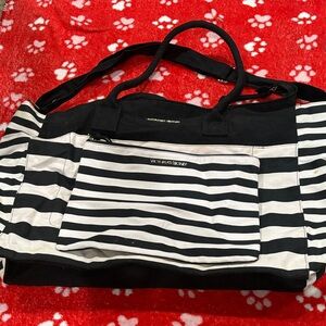 Victoria's Secret Black and White Striped Travel Bag